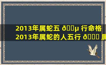 2013年属蛇五 🐵 行命格「2013年属蛇的人五行 🐒 属什么」